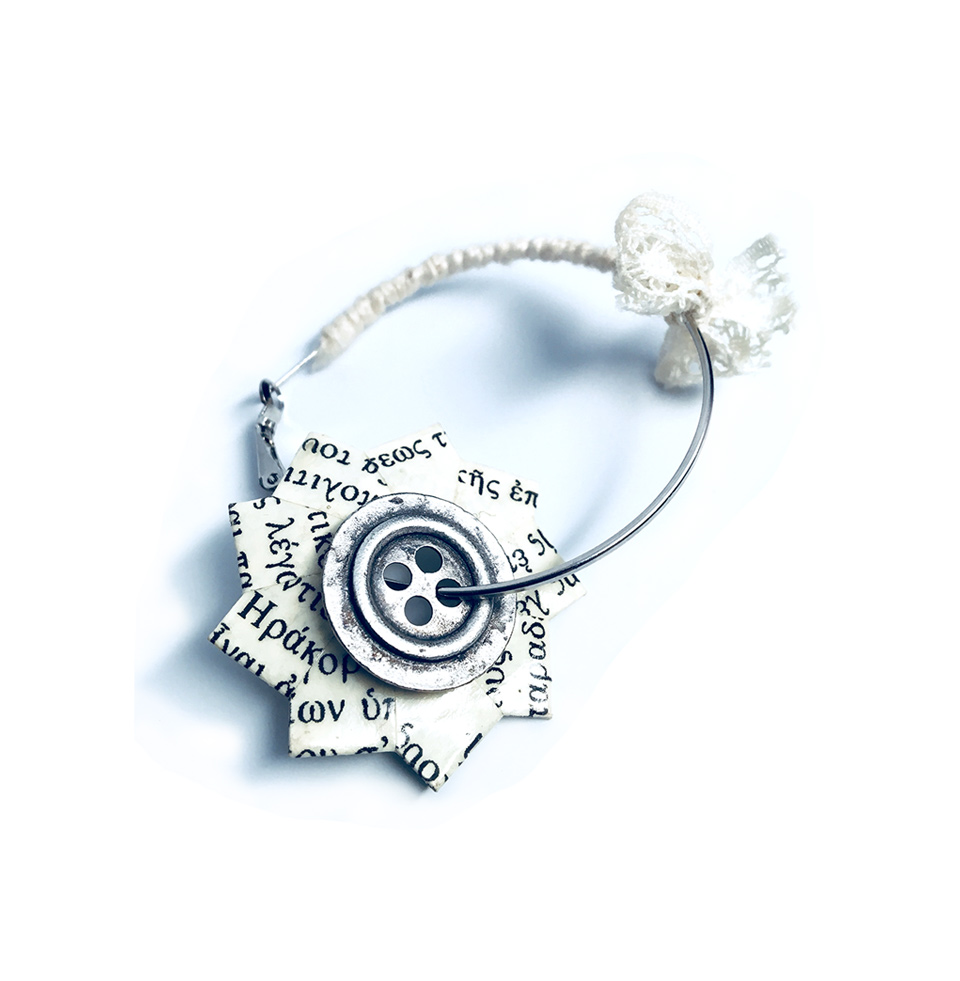 Hoop earrings origami button - Image 2